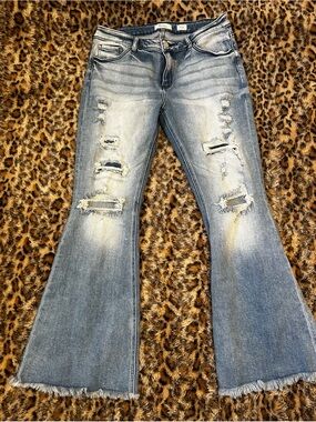 KanCan Light Blue Distressed Flare Jeans